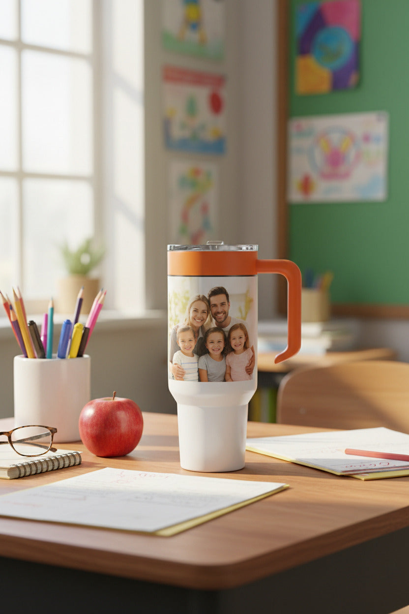 Personalized 40 oz Tumbler – Choose Your Removable Handle Color