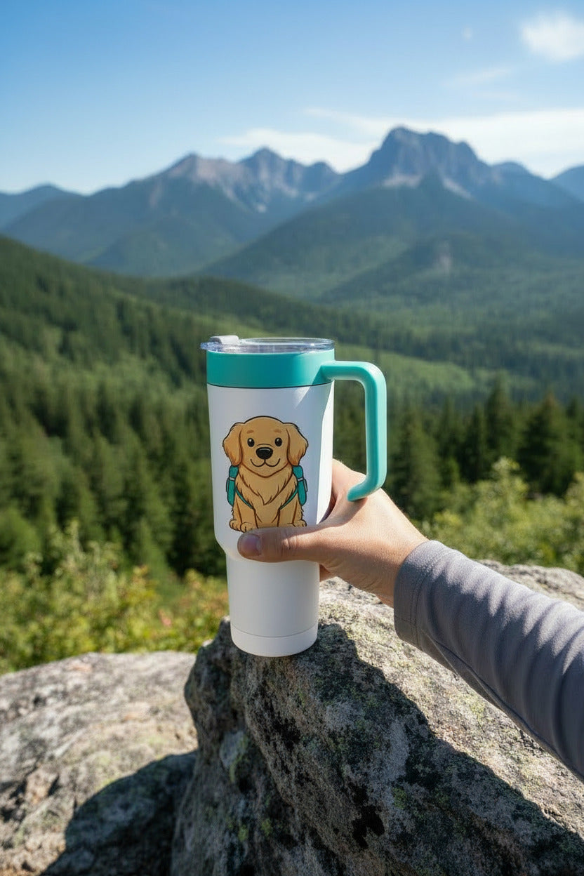 Personalized 40 oz Tumbler – Choose Your Removable Handle Color