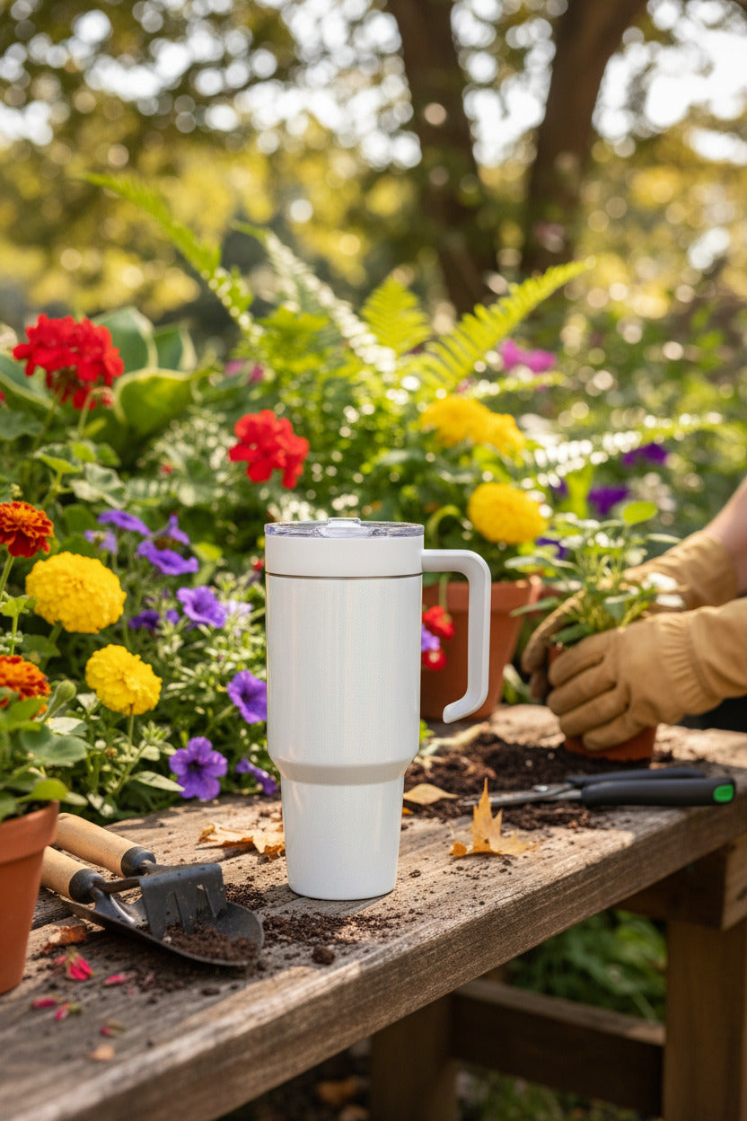 Personalized 40 oz Tumbler – Choose Your Removable Handle Color