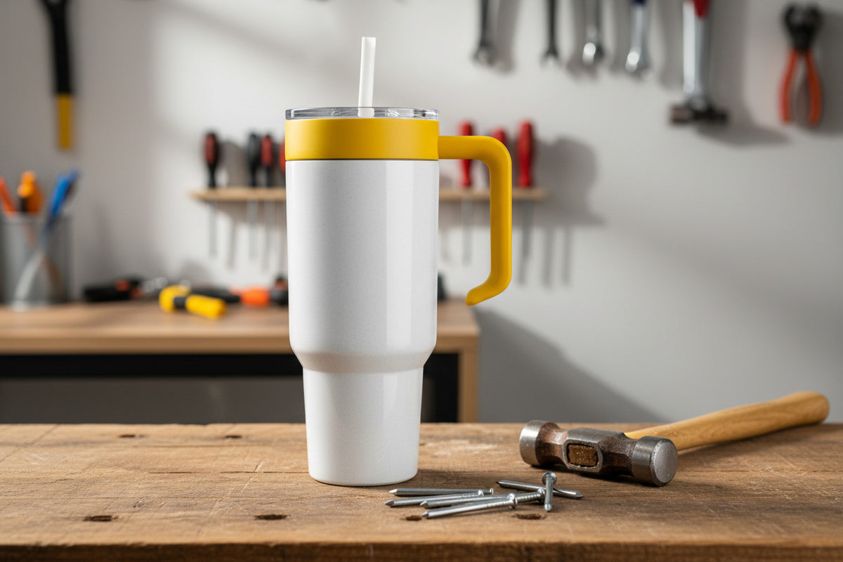 Personalized 40 oz Tumbler – Choose Your Removable Handle Color