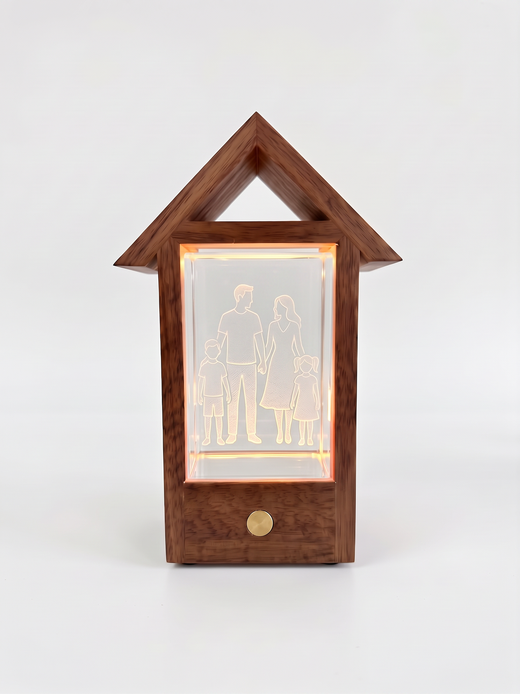 Engraved Crystal with House Frame
